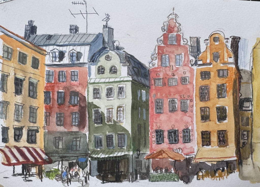 Gamla Stan Stockholm_aquarel en potlood op papier